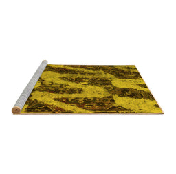 Sideview of Machine Washable Abstract Yellow Modern Rug, wshabs1149yw