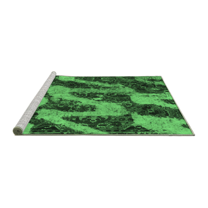 Sideview of Machine Washable Abstract Emerald Green Modern Area Rugs, wshabs1149emgrn