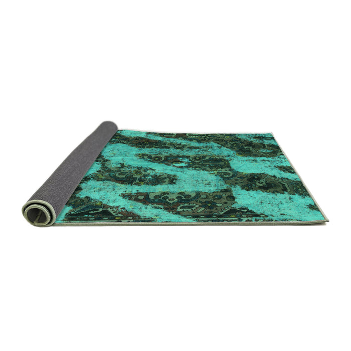 Sideview of Abstract Turquoise Modern Rug, abs1149turq