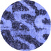 Round Machine Washable Abstract Blue Modern Rug, wshabs1149blu