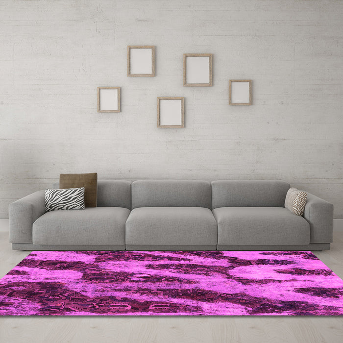 Machine Washable Abstract Pink Modern Rug in a Living Room, wshabs1149pnk