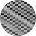 Round Machine Washable Checkered Gray Modern Rug, wshabs114gry