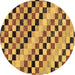 Round Checkered Brown Modern Rug, abs114brn