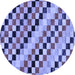 Round Checkered Blue Modern Rug, abs114blu