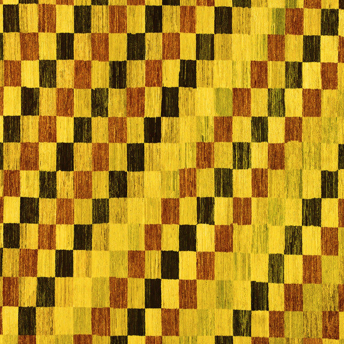 Square Machine Washable Checkered Yellow Modern Rug, wshabs114yw
