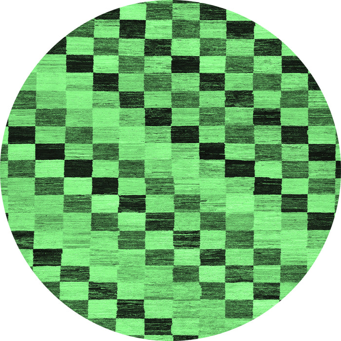 Round Checkered Emerald Green Modern Rug, abs114emgrn