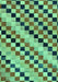 Machine Washable Checkered Turquoise Modern Area Rugs, wshabs114turq
