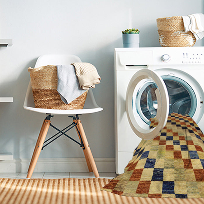 Machine Washable Abstract Chestnut Brown Rug in a Washing Machine, wshabs114