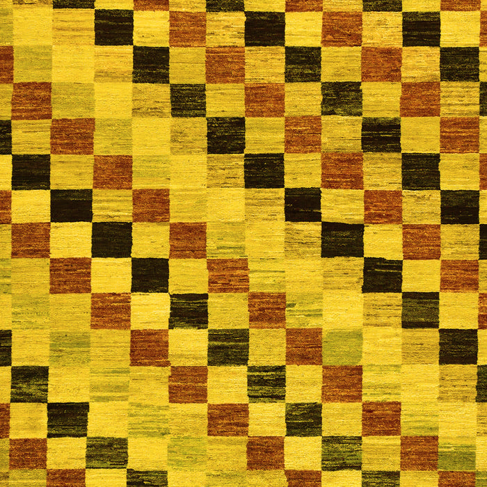 Machine Washable Checkered Yellow Modern Rug, wshabs114yw