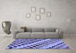 Machine Washable Checkered Blue Modern Rug in a Living Room, wshabs114blu