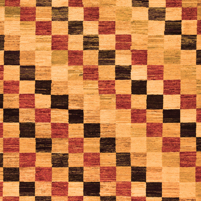 Machine Washable Checkered Orange Modern Area Rugs, wshabs114org