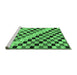 Sideview of Machine Washable Checkered Emerald Green Modern Area Rugs, wshabs114emgrn