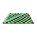 Sideview of Machine Washable Checkered Turquoise Modern Area Rugs, wshabs114turq