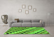 Machine Washable Checkered Green Modern Area Rugs in a Living Room,, wshabs114grn