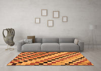 Machine Washable Checkered Orange Modern Rug, wshabs114org