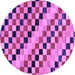 Round Machine Washable Checkered Purple Modern Area Rugs, wshabs114pur