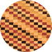 Round Machine Washable Checkered Orange Modern Area Rugs, wshabs114org