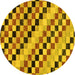 Round Checkered Yellow Modern Rug, abs114yw