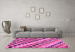 Machine Washable Checkered Pink Modern Rug in a Living Room, wshabs114pnk