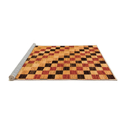 Sideview of Machine Washable Checkered Orange Modern Area Rugs, wshabs114org