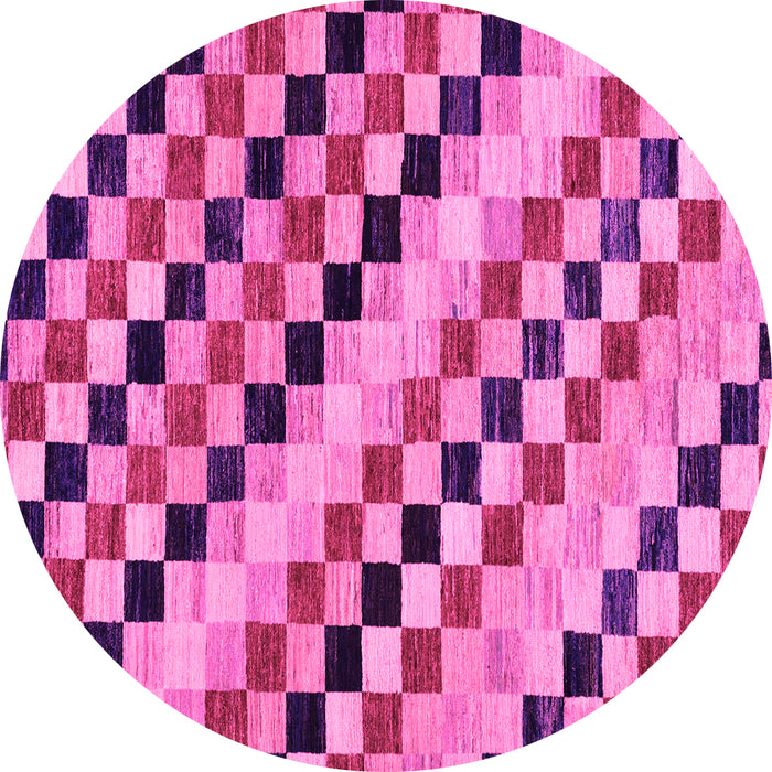 Round Checkered Pink Modern Rug, abs114pnk