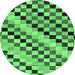 Round Machine Washable Checkered Emerald Green Modern Area Rugs, wshabs114emgrn