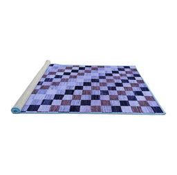 Sideview of Machine Washable Checkered Blue Modern Rug, wshabs114blu