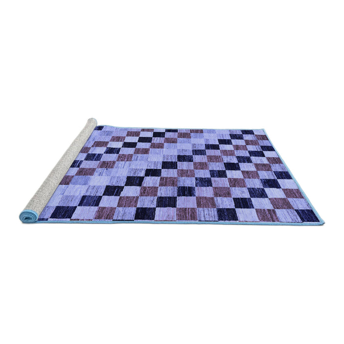 Sideview of Machine Washable Checkered Blue Modern Rug, wshabs114blu