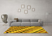 Machine Washable Checkered Yellow Modern Rug in a Living Room, wshabs114yw