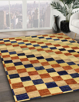 Machine Washable Abstract Chestnut Brown Rug in a Family Room, wshabs114