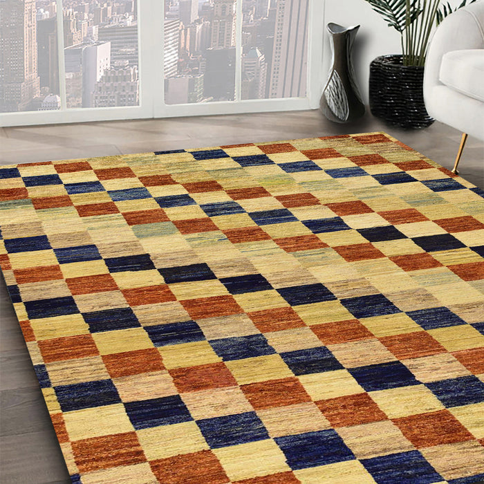 Machine Washable Abstract Chestnut Brown Rug in a Family Room, wshabs114