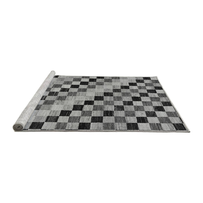 Sideview of Machine Washable Checkered Gray Modern Rug, wshabs114gry