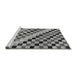 Sideview of Machine Washable Checkered Gray Modern Rug, wshabs114gry