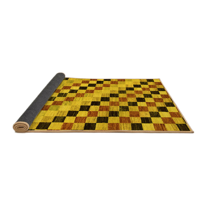 Sideview of Checkered Yellow Modern Rug, abs114yw