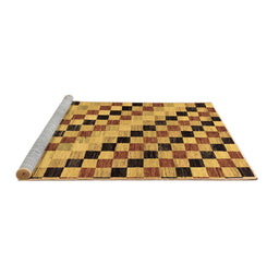 Sideview of Machine Washable Checkered Brown Modern Rug, wshabs114brn