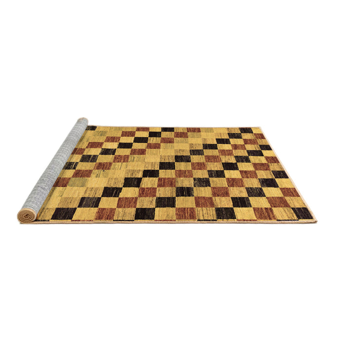 Sideview of Machine Washable Checkered Brown Modern Rug, wshabs114brn