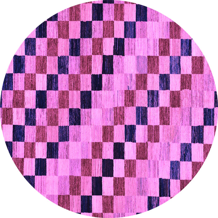 Round Checkered Purple Modern Rug, abs114pur