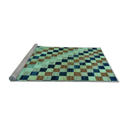 Sideview of Machine Washable Checkered Light Blue Modern Rug, wshabs114lblu