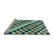 Sideview of Machine Washable Checkered Light Blue Modern Rug, wshabs114lblu