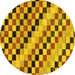 Round Machine Washable Checkered Yellow Modern Rug, wshabs114yw