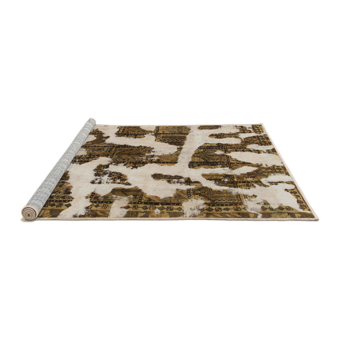 Sideview of Machine Washable Abstract Brown Rug, wshabs1150