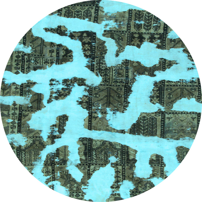 Round Machine Washable Abstract Light Blue Modern Rug, wshabs1150lblu