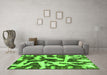 Machine Washable Abstract Green Modern Area Rugs in a Living Room,, wshabs1150grn