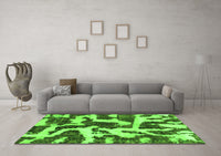 Machine Washable Abstract Green Modern Rug, wshabs1150grn