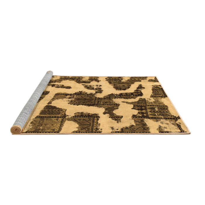 Sideview of Machine Washable Abstract Brown Modern Rug, wshabs1150brn