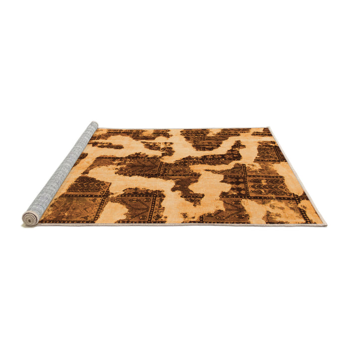 Sideview of Machine Washable Abstract Orange Modern Area Rugs, wshabs1150org