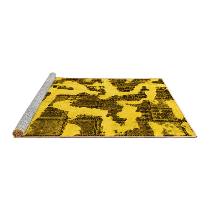 Sideview of Machine Washable Abstract Yellow Modern Rug, wshabs1150yw