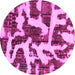 Round Machine Washable Abstract Pink Modern Rug, wshabs1150pnk
