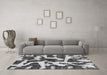 Machine Washable Abstract Gray Modern Rug in a Living Room,, wshabs1150gry