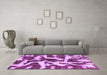 Machine Washable Abstract Purple Modern Area Rugs in a Living Room, wshabs1150pur